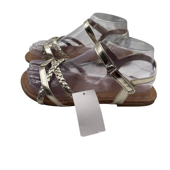 Piper Size 5M Girls Gold Braided Strap Sandals Adjustable Ankle Straps - Picture 9 of 16